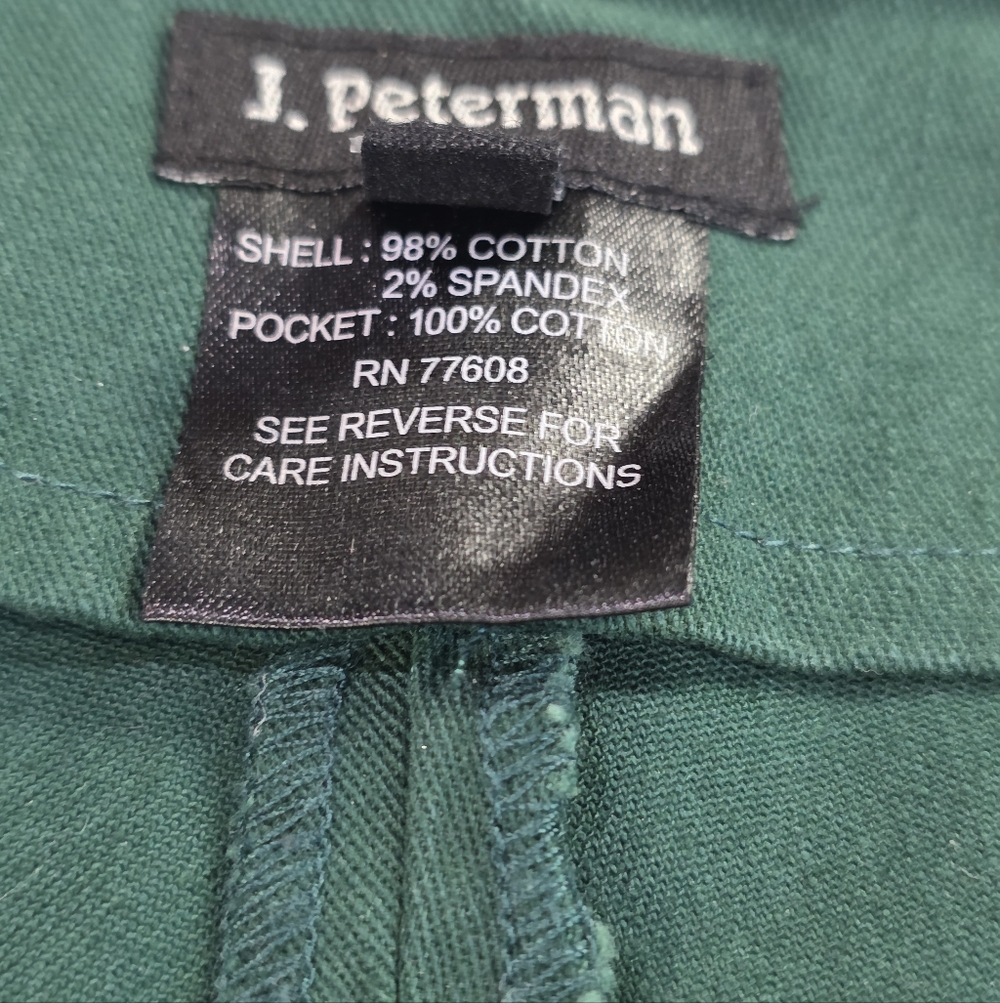 J. Peterman High Rise Wide Leg Hunter Green Twill Pants w/Hollywood Waist. 12 - Picture 6 of 10
